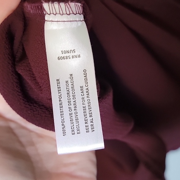 Gibson Latimer Romantic Peasant NWT Burgundy 1X Balloon Sleeve Blouse Top - Picture 6 of 7